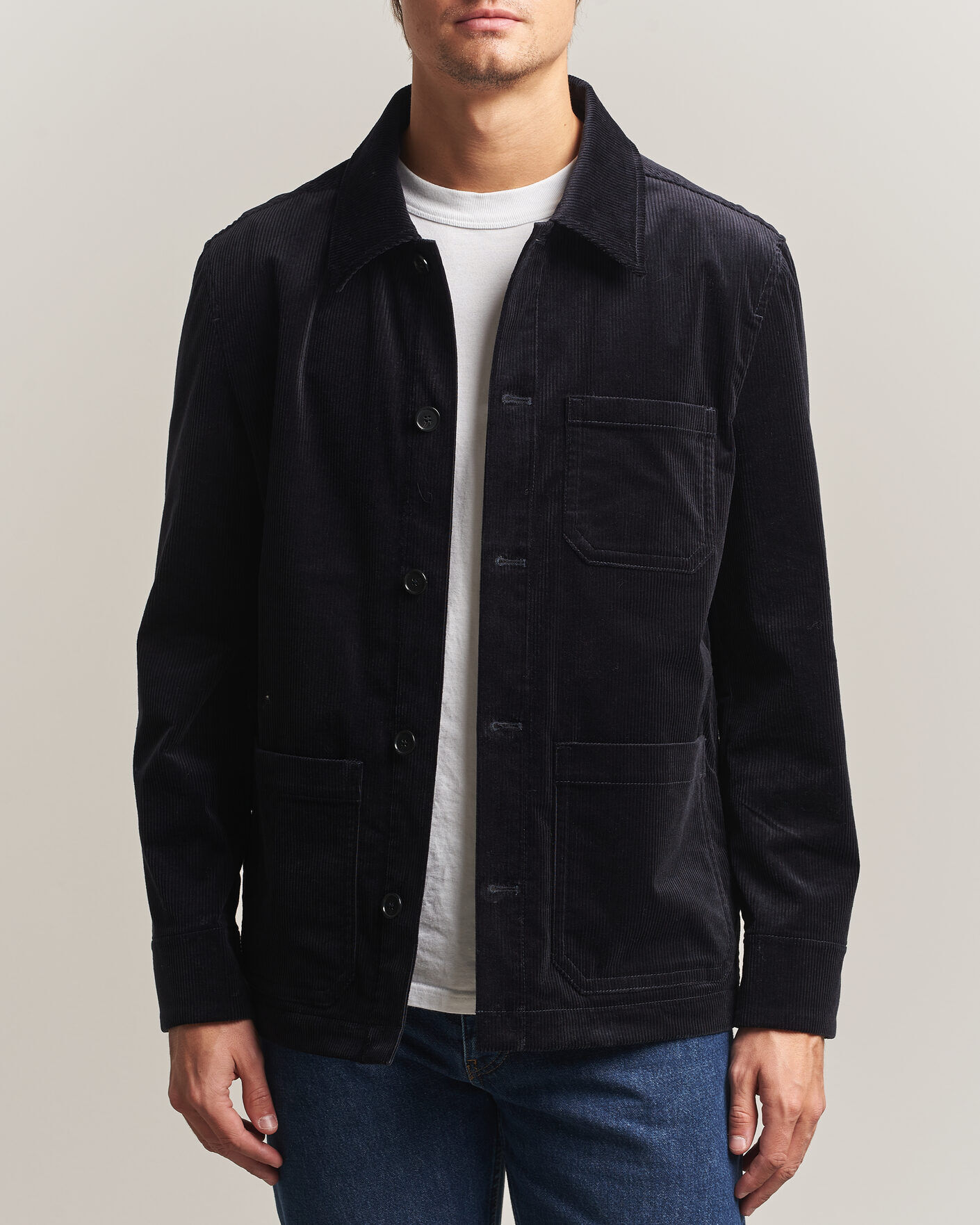 Filippa K Taylor Corduroy Overshirt Navy men 50 Blå