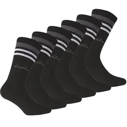 DIADORA Diadora Unisex Tennissocken - 6er Pack, Logo, Streifen, Größe 39-42 in Schwarz Schwarz