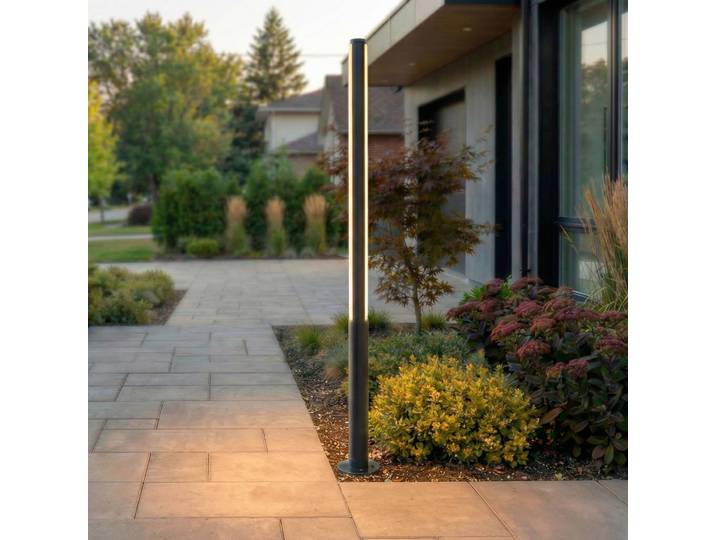 Lucande LED-Außenleuchte Lynel, anthrazit, Höhe 200 cm, IP54 Lynel, schwarz, Aluminium, Modern