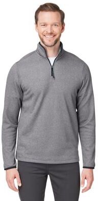 CORE365 CE73 Men's Venture Heathered Stripe Quarter-Zip Pullover T-Shirt in Black/White size 2XL   Polyester