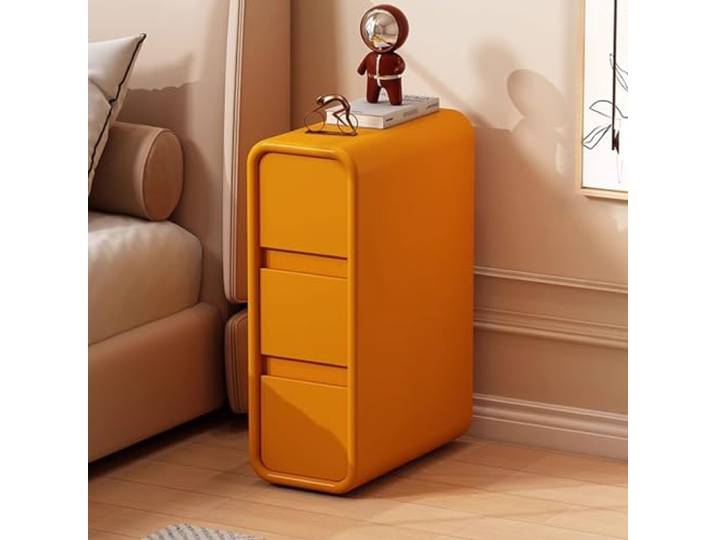 forestalk 25 cm schmaler Nachttisch mit 3 Schubladen - Betttisch für Lederfinish - Nachttisch -Schlafzimmer -Spaltschrank aus massivem Holz