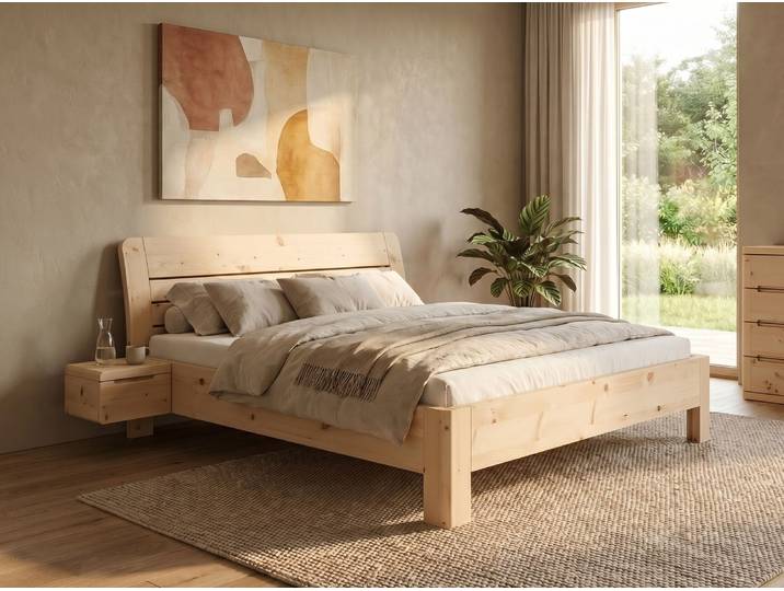 Zirbenholzbett „Alina“ 200 x 200 cm Massivholz Zirbe