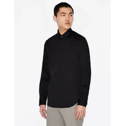 A|X Armani Exchange für Herren. 8NZCBDZN10Z1200 Schwarzes Popeline-Hemd (S), Lässig, Party, Baumwolle, Klassisch, Langarm
