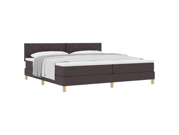 PUGYNBK Boxspringbett, Dunkelbraun, 200 x 200 cm, Stoff Verstellbares Kopfteil, Taschenfedern, stabile Beine, Holz- und Metalllatten