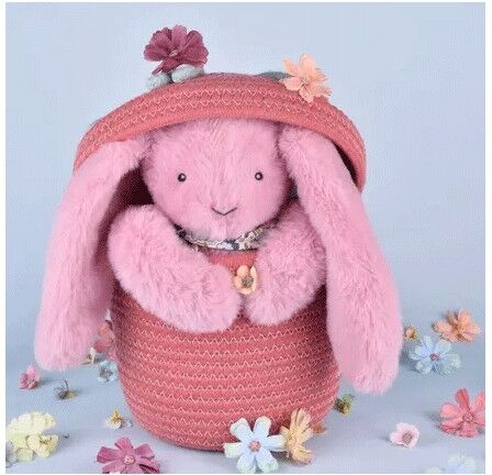 Lapin Fleurette : Peluche Lapin rose 25 cm - Doudou et compagnie