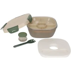 Norländer NORLÄNDER Lunchbox Beige Zion mit Kühlelement, Trennwand, Snackfach & Besteck für Büro & Schule
