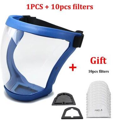 Inspired Finds Transparent Splashproof Face Shield Protective Safety Mask For Work, Outdoor, And Daily Use 1pcs Blue Set