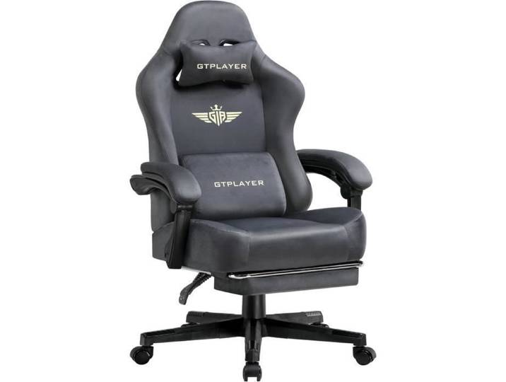Chaise de gaming - GTPLAYER - GTPLAYER - Tissu respirant - Dossier inclinable 90–150° - Repose‑pieds pliable