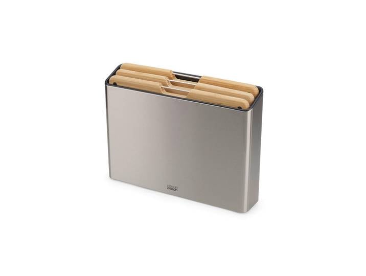 Joseph Joseph Schneidebrett-Set Folio™, Dunkelgrau, Kunststoff, Metall, Holz, 3-teilig, Bambus, 8.5x28.7x38 cm, Küchenzubehör, Schneidebretter