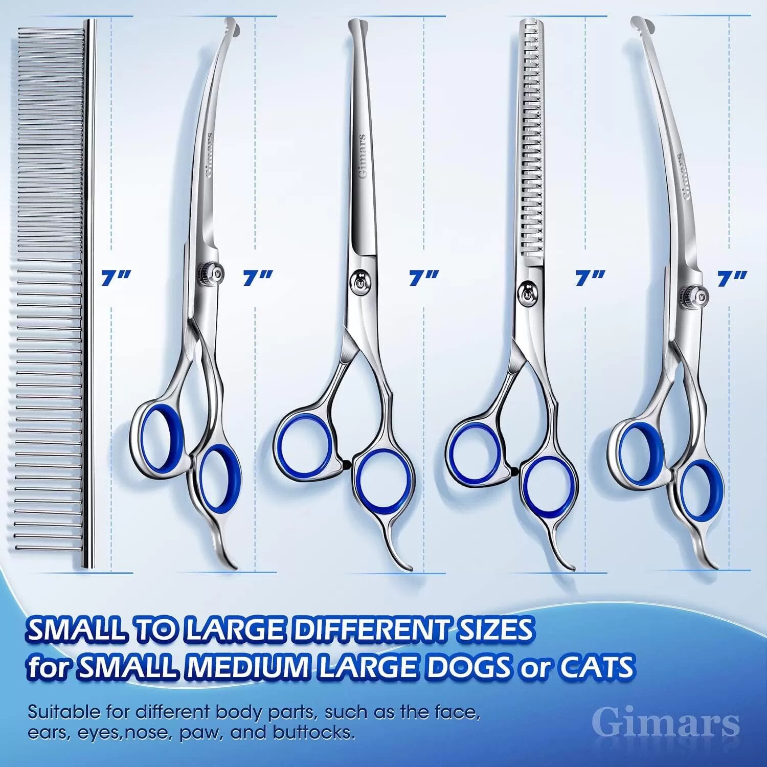 INF Ensemble de ciseaux de coiffure professionnels 7 pièces - Bleu