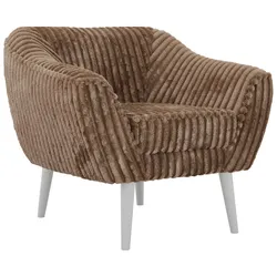 SESSEL PIRS - Braun Cord - Weiße Beine