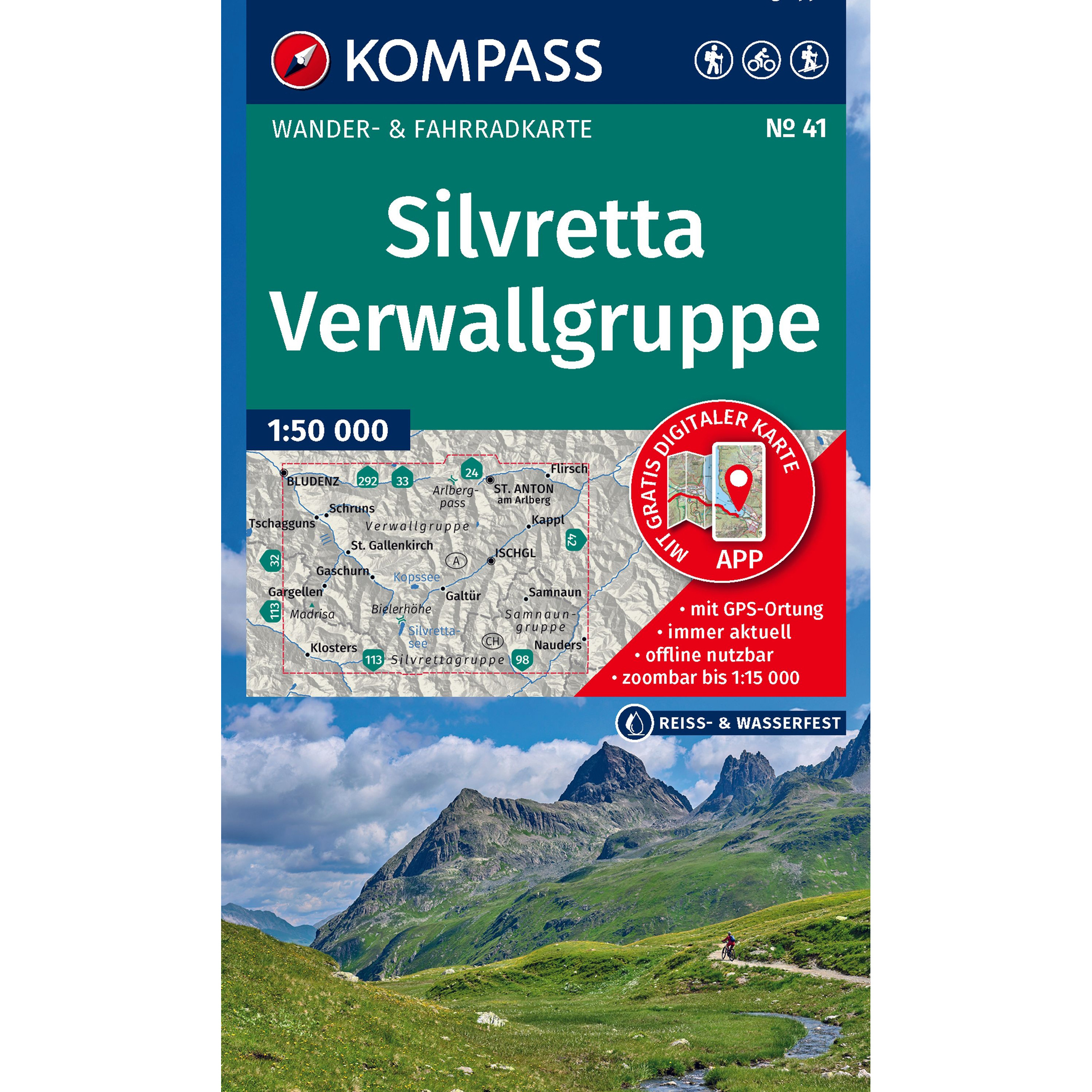 Kompass Verlag WK 41 Silvretta - Verwallgruppe Topografische Karten blau