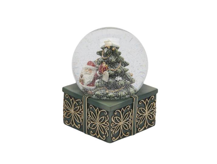 Boîte à musique sphérique à eau avec Père Noël 9x14,5 cm