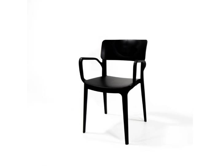Chaise Wing en Plastique Empilable avec Accoudoirs - Lot de 4 - Veba - Noir - l- L1- P- h Noir - l- L1- P- h