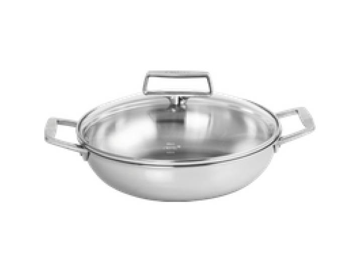 Sauteuse inox 5-ply 2 anses avec couvercle en verre CASTEL PRO
