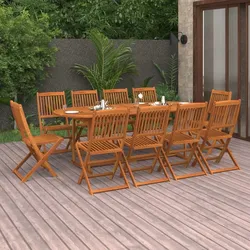 vidaXL 11-tlg. Garten-Essgruppe Massivholz Akazie