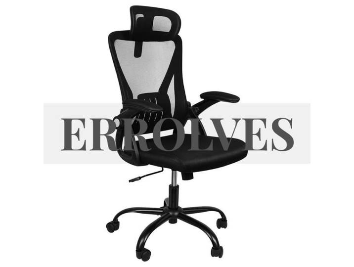 Chaise résille avec appui-tête - ERROLVES - Noir - Réglable en hauteur - Contemporain - Design