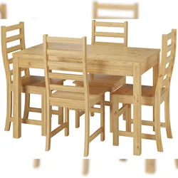 Erst-Holz Schöne Essgruppe mit Tisch und 4 Stühle Kiefer Massivholz natur 90.70-51 A-Set 21