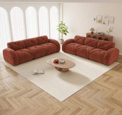 GDFStudio - Velvet 3+3 Seater Modular Sofa Set with 32D High Density Sponge Deep Seat