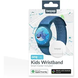 Beeep OneTag Apple Find My & Android Tracker Kids Wristband Velcro Dolphin = 8718256121111 (Apple Find My), Tracker, Blau