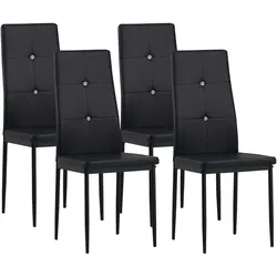 Albatros Esszimmerstühle DIAMOND 4er Set, Schwarz - Edler Diamant-Look, Polsterstuhl Kunstleder-Bezug Modernes Stilvolles Design am Esstisch