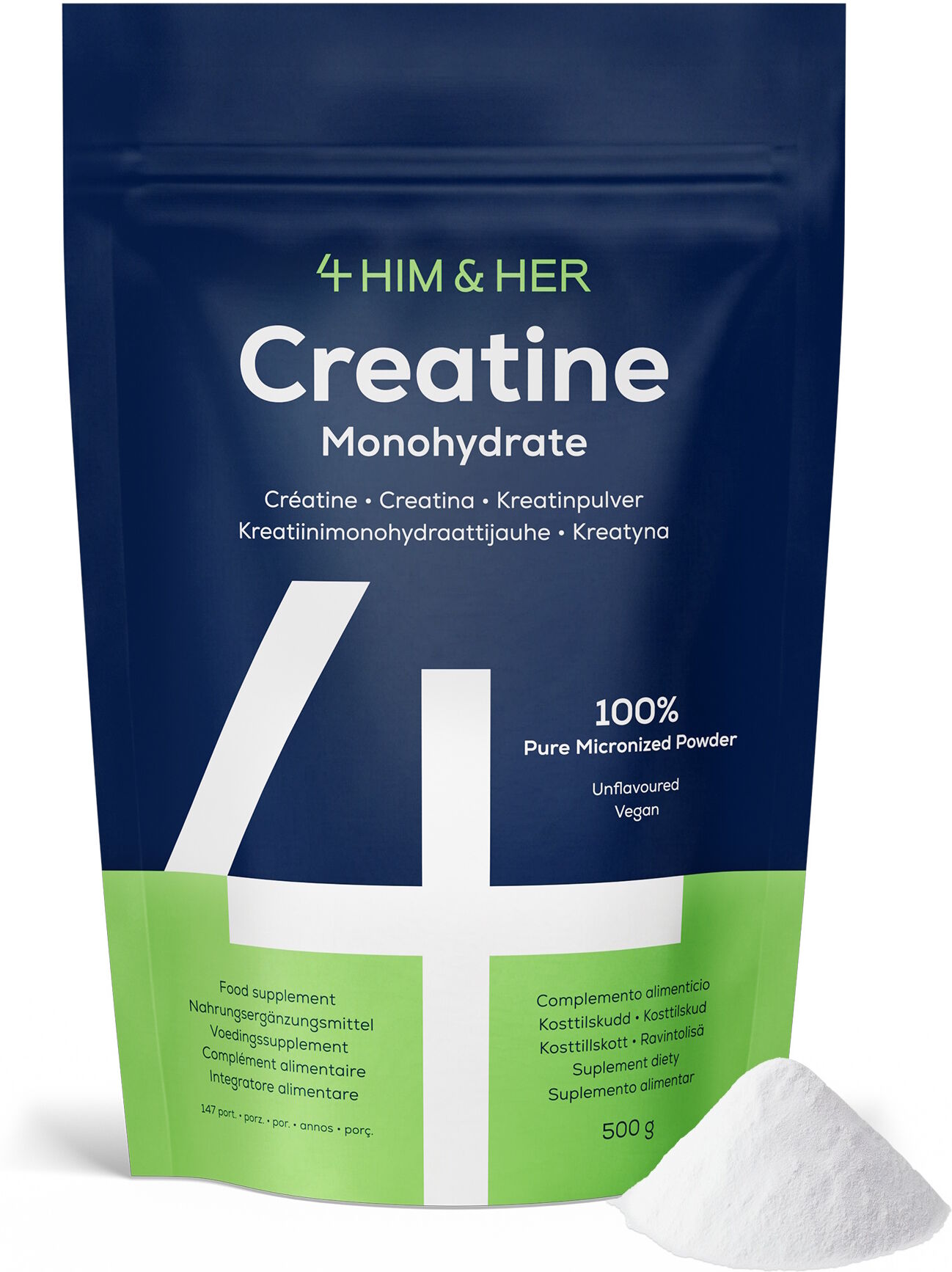 4 HIM & HER Creatine - Kreatin Pulver 500 g Kosttilskud 500 g