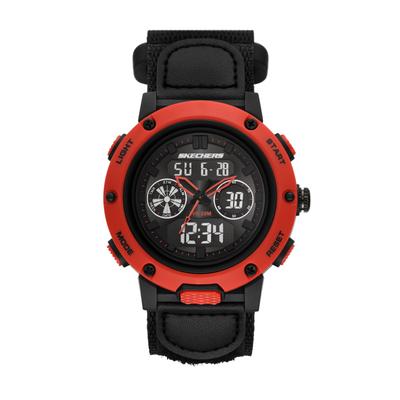 Chronograph SKECHERS "Warner", rot (schwarz, rot), Armbanduhren, Herren, Chronograph, Quarzuhr, Armbanduhr, Herrenuhr, digital, analog, Tag, Wochentag