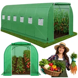 Gewächshaus für Gemüse, grüne UV-Fenster, 6x3x2m, 18m2
