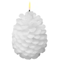 Pinienzapfen LED Kerze Weiß 13cm