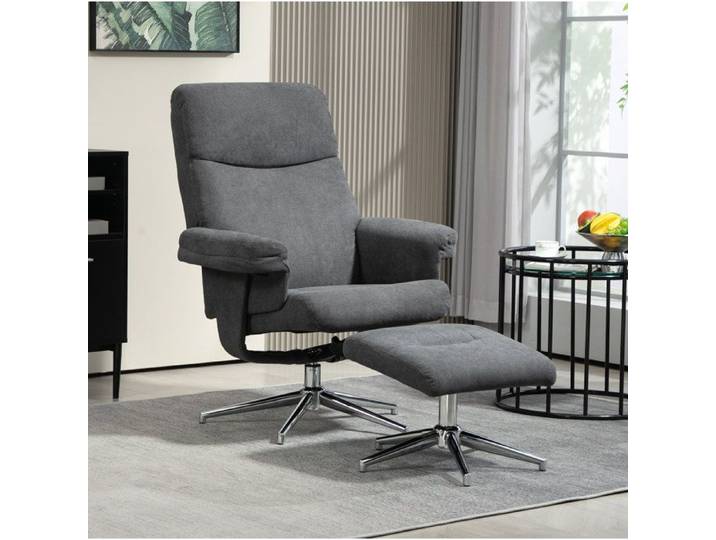 Fauteuil Relax Gris Fonce Fauteuil TV FloraGrace Pour Salon Ou Chambre Inclinaison Manuelle 130° 78x85x106cm