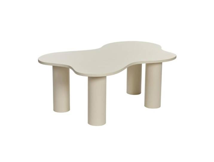 CALICOSY - Table basse avec plateau forme organique crème BLOOM - Blanc