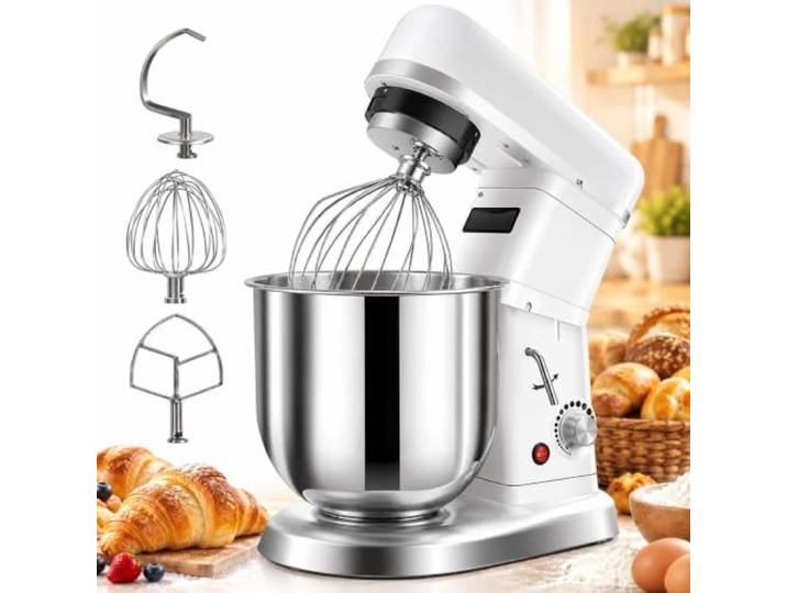 Kommerzieller Standmixer, 500 W, 3 Geschwindigkeiten Elektrischer Mixer mit 7-Liter-Edelstahlschüssel for Backen von Teig