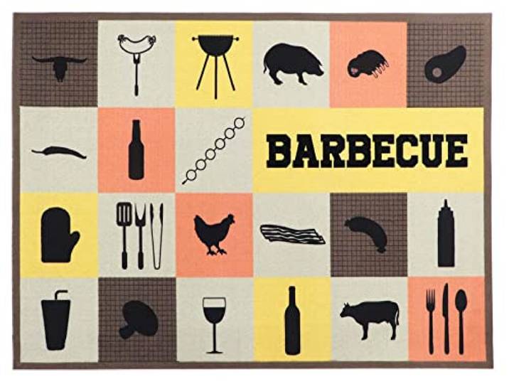 Primaflor Grill-Schutzmatte - Feuerhemmender Grillschutz - Unterlage - rutschfeste Grill - Bodenmatte - Unterlage Grill - BBQ Schutzmatte - 90 x 120 cm - Barbecue Checks