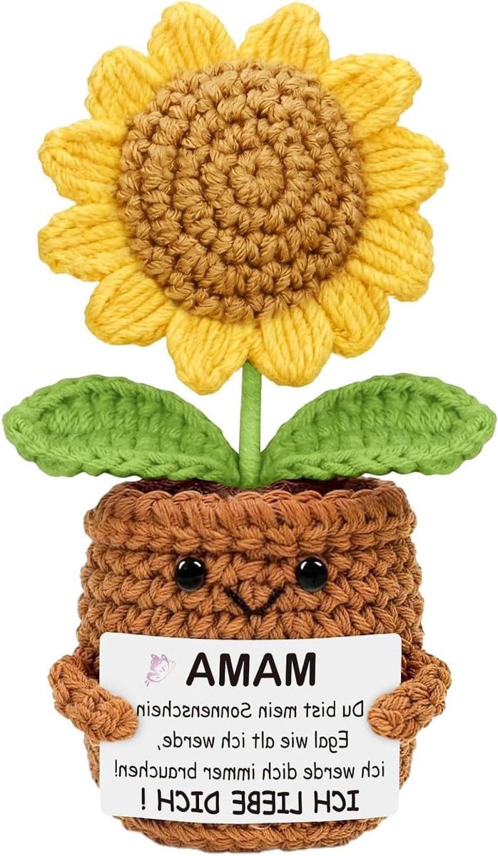 Gehaakte Zonnebloem Knit Bloemen Pop Decoratie Geel 100mm