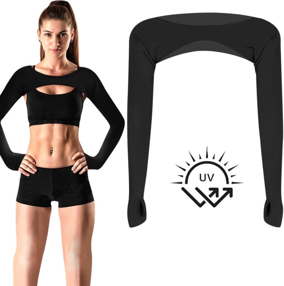 INF Aufgewerteter Sonnenschutz-Schal 2er-Set — UV-Schutz, atmungsaktives Polyester-Spandex, leicht, wind- und staubabweisend Schwarz