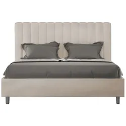 Agueda-Bett mit gepolstertem Untergestell 160x190 aus sandfarbener Mikrofaser