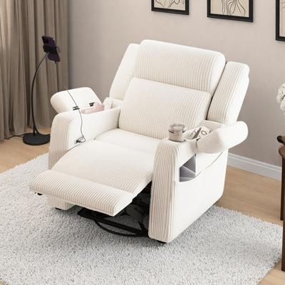 Manual Recliner Chair with 2-Position Adjustable Backrest, Side Storage Pocket for Living Room, Bedroom & Nursery