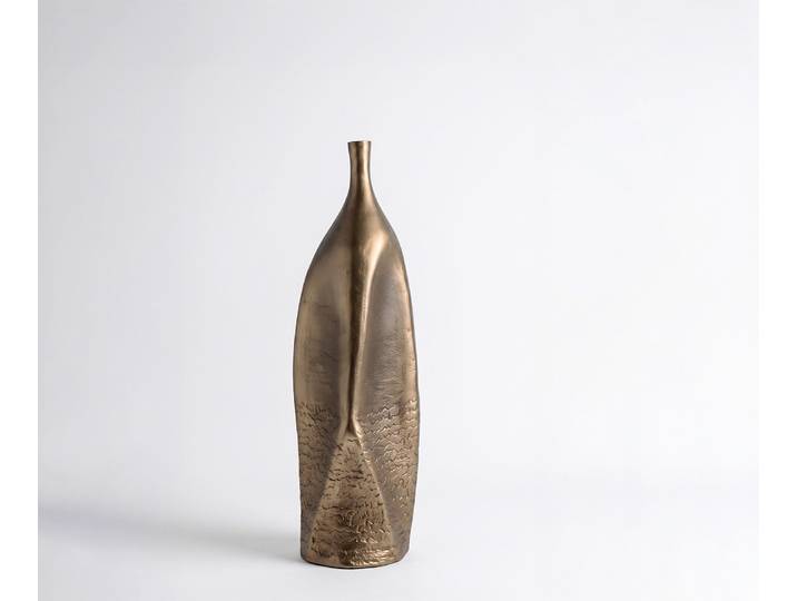 Vase Norevo B15 x T15 x H51 cm Aluminium Aurum Satin Gegossen, Wohnaccessoires