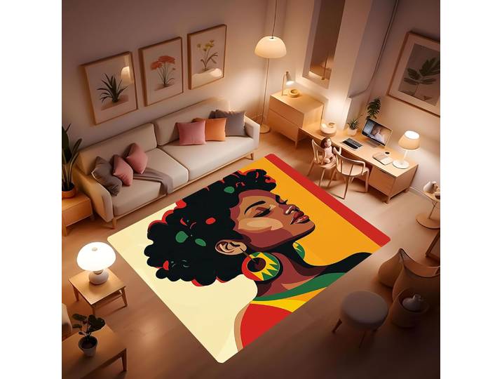 Tapis pour filles noires afro-américaines, tapis doux et antidérapant lavable en machine pour chambre de filles, tapis pour chambre de filles, tapis de sol pour