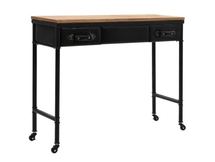 LMTYOENFG Konsolentisch Vintage mit 2 Schubladen & Rollen 100x33,5x80 cm Flexibler Beistelltisch aus Tannenholz für Flur und Wohnzimmer, flüsterleise Rollen und stilvolle Ablage.