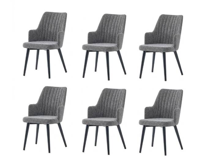 JVmoebel Esszimmerstuhl Stuhl-Set 6x Stuhl Grau Bequem Modern Stilvoll Weich Klassisch, Made in Europa
