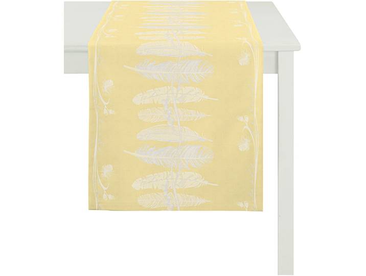 Tischläufer APELT 2207 SPRINGTIME, Frühjahrsdeko, Frühling , gelb (gelb, weiß), B:48cm L:140cm, Polyester, Tischdecken, Tischläufer