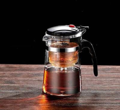 Uplifted Finds Large Capacity Glass Teapot With One Click Filtration Chinese Kung Fu Flower Tea Maker 500 Ml