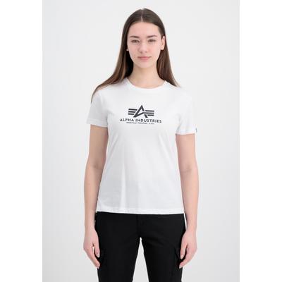T-Shirt ALPHA INDUSTRIES "New Basic T-Shirt BL Glitter W", Damen, Gr. S, weiß, Obermaterial: 100% Baumwolle, Shirts T-Shirt