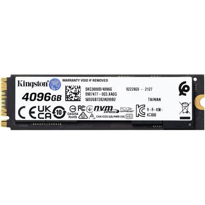 KINGSTON interne SSD "KC3000 4096GB", schwarz, 4096 GB, Schreibgeschwindigkeitmaximal 7000 MB/s Lesegeschwindigkeitmaximal 7000 MB/s, Festplatten