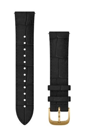 Garmin Schnellwechsel-Armbänder (20 mm) Armband aus schwarzem, geprägtem Leder mit 24K-Gold-PVD-Teilen