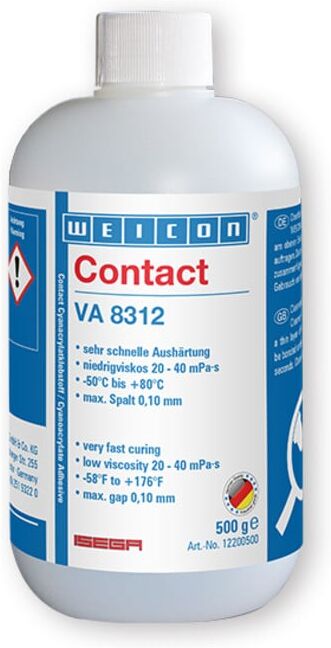 WEICON VA 8312 Cyanacrylat-Klebstoff, Sekundenkleber für den Lebensmittelbereich sowie EPDM-Elastomere und Gummi, 0,5 kg (12200500)