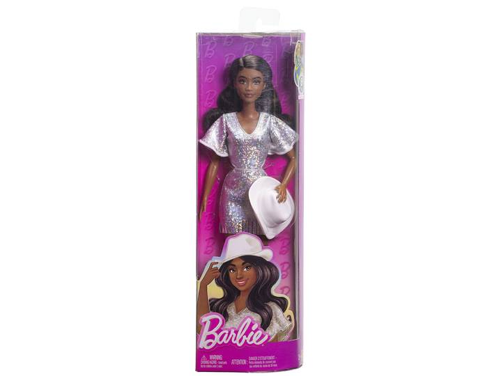 barbie-poupée barbie fashionistas robe argentée-avec chapeau de cowboy