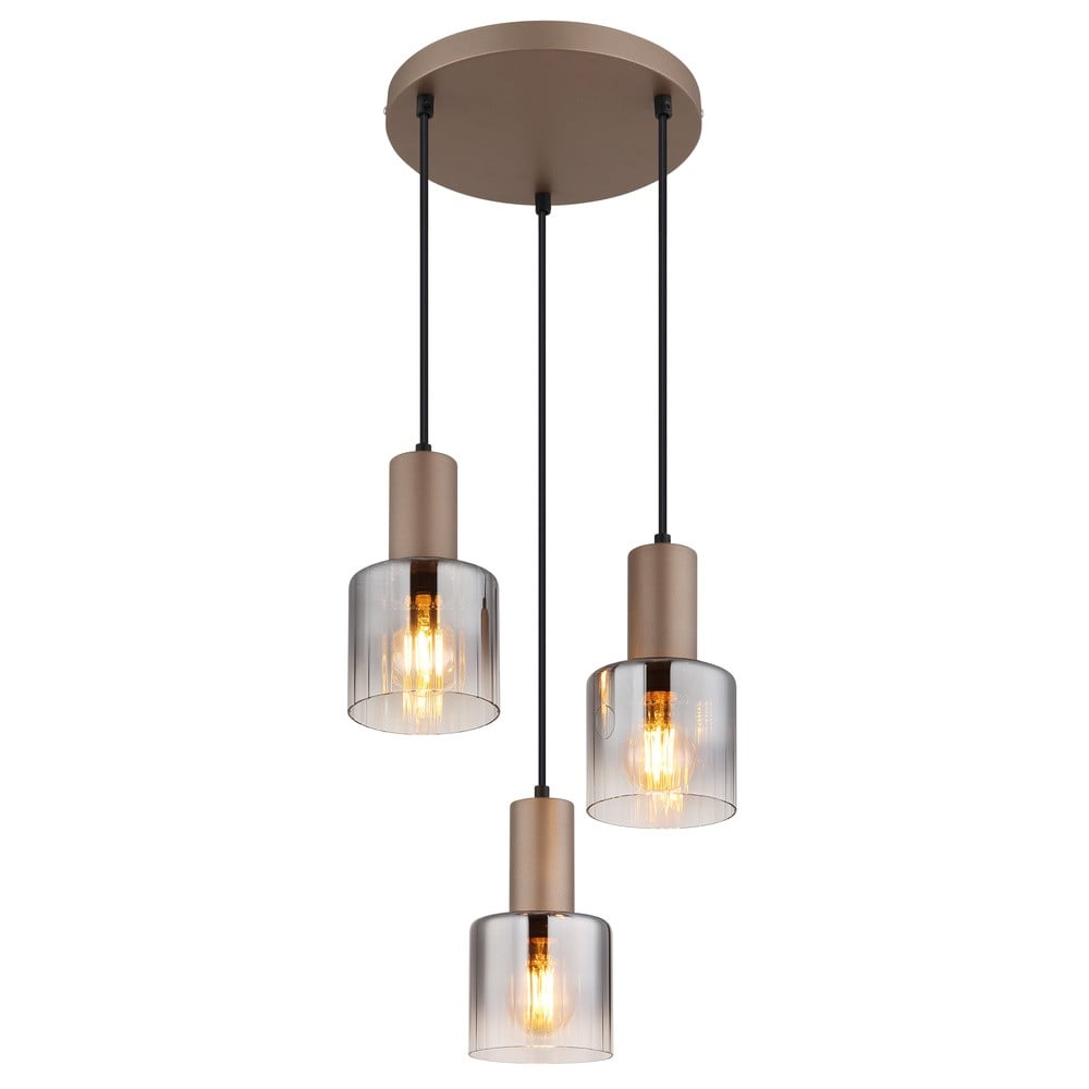 Globo Walton Hanglamp 3-lichts - Bruin - Modern - E27