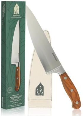 Bloomhouse 8 Inch German Steel Chef Knife W/ Italian Olive Wood Forged Handle